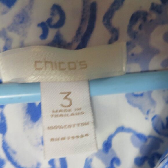 Chico's White and Blue Patterned Blouse - Picture 4 of 5